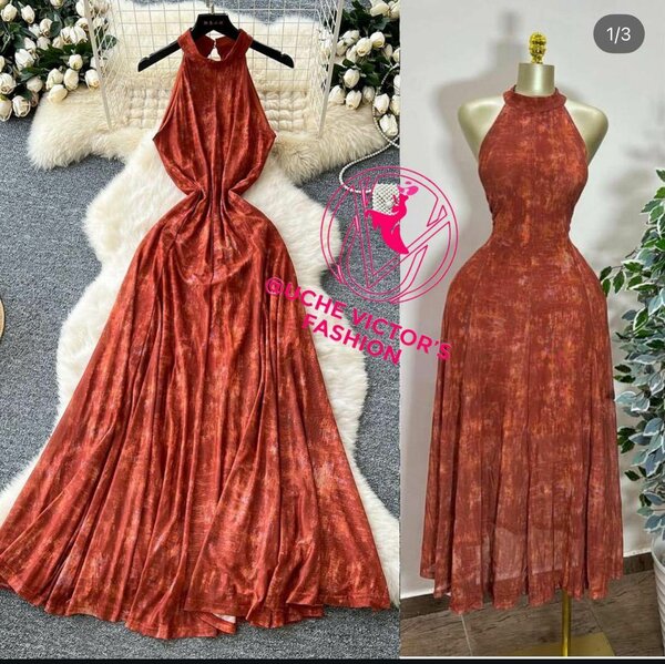 Robe Longue Orange Élégante