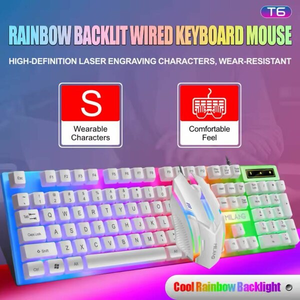 Clavier + Souris USB filaire Avec Lumière RGB