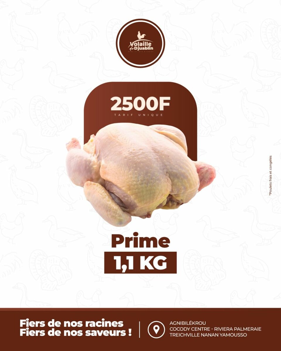 Poulet frais entier 1,1 kg