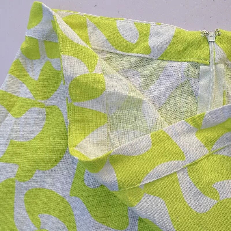 Jupe évasée en lin imprimé