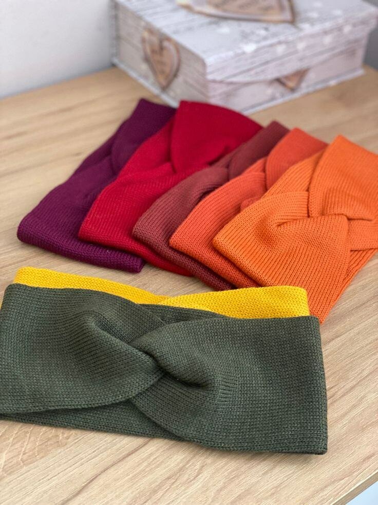 2 Bandeaux en tricot colorés