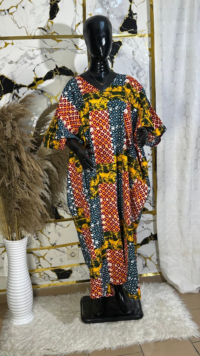 Robe longue en wax colorée