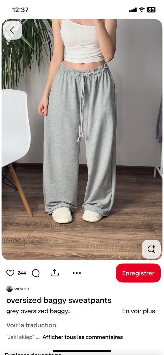 Pantalon jogging oversize gris