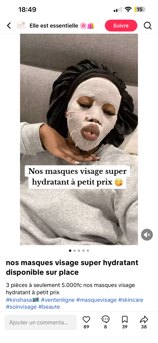 Masque Visage Hydratant