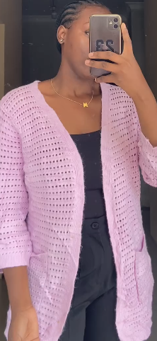  Short knitted cardigan with buttons in pink  size:M/S