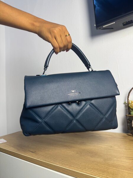 Sac à main cuir bleu chic
