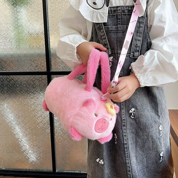 Sac en peluche rose pour filles