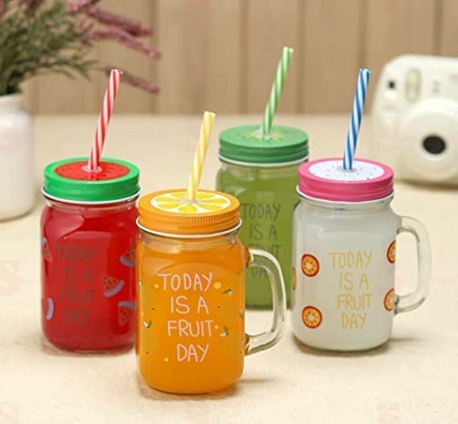 Mason Jar with Straw