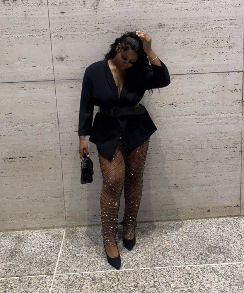 Collants en résille scintillante
