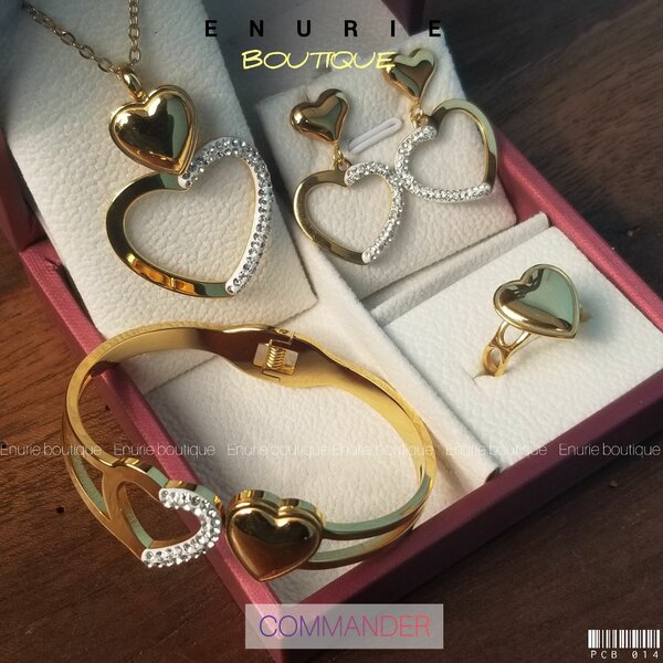 Ensemble Bijoux Cœurs Dorés