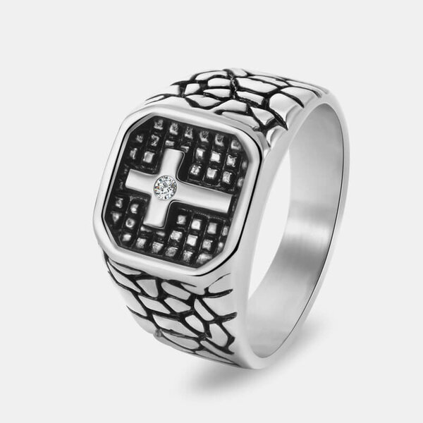 Bague Homme Croix Argentée