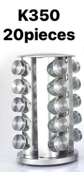 20-piece stainless steel spice set on rotating stand