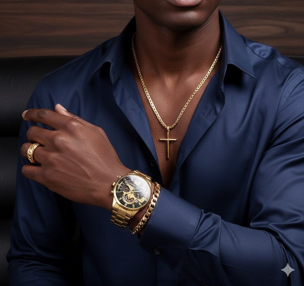 Ensemble montre bracelet or croix