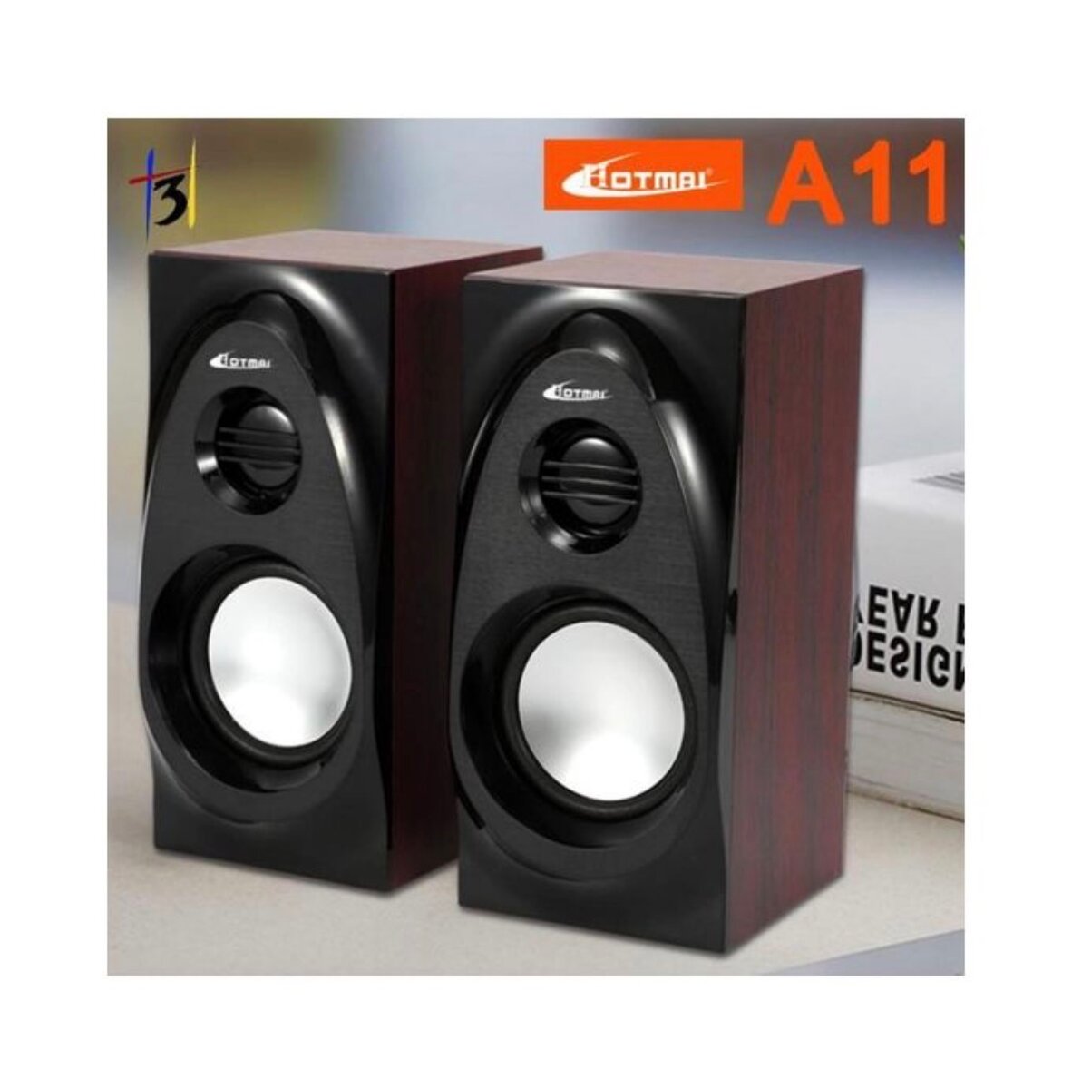 Enceintes stéréo en bois