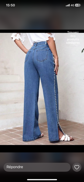 Jean femme perlé élégant