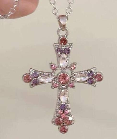 Collier Croix Strass Éclatant