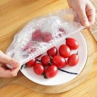 Disposable Plastic Wrap Fresh Keeping Bag Elastic Food Storage Cover Cling Film Bag for Fruit Food 100PCS.