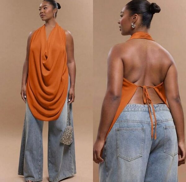 Top halter drapé élégant