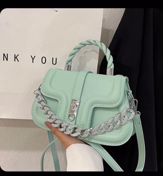 Sac à main en cuir vert menthe