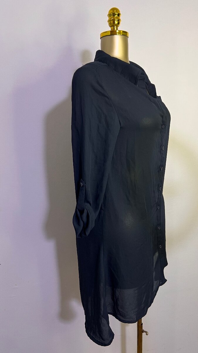 Chemisier long noir femme