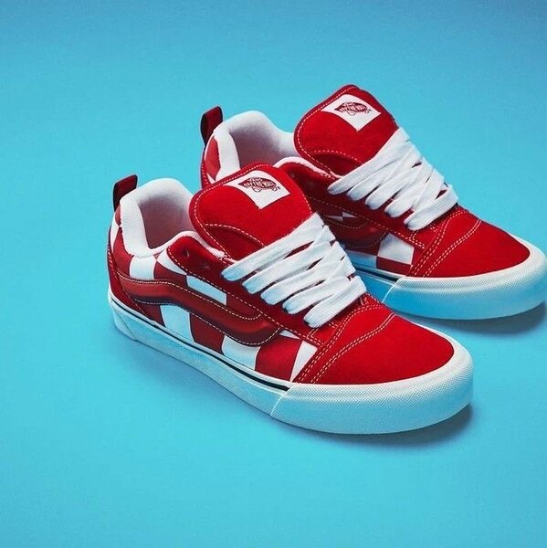 Vans knu skool damier rouge