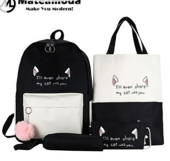 Set de sacs à dos motif chat