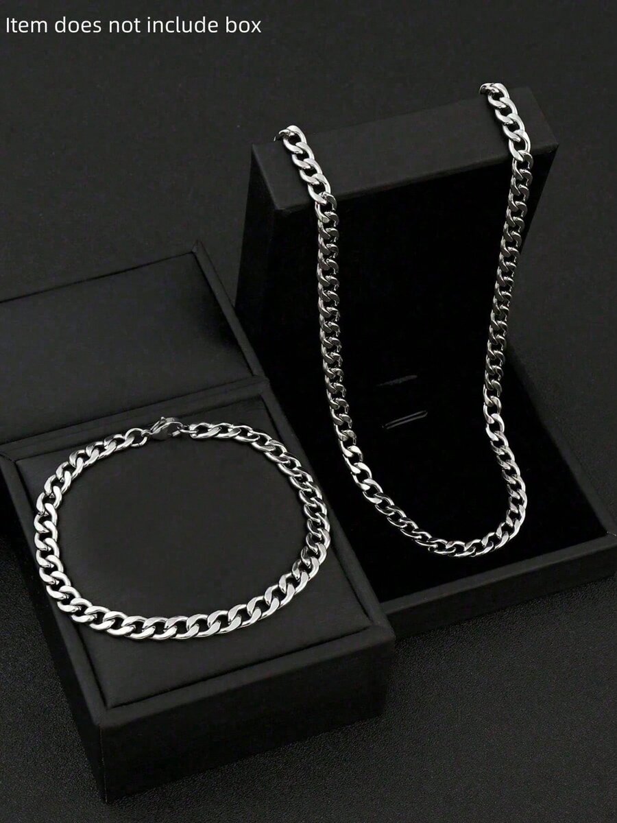 Ensemble collier et bracelet en acier inoxydable