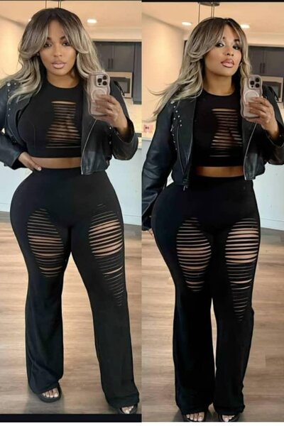 Ensemble Top et Pantalon à Découpes