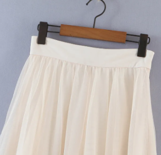 Long Skirts Pleated Tutu Skirt Female High Waist Fashion ( Fabric Net )