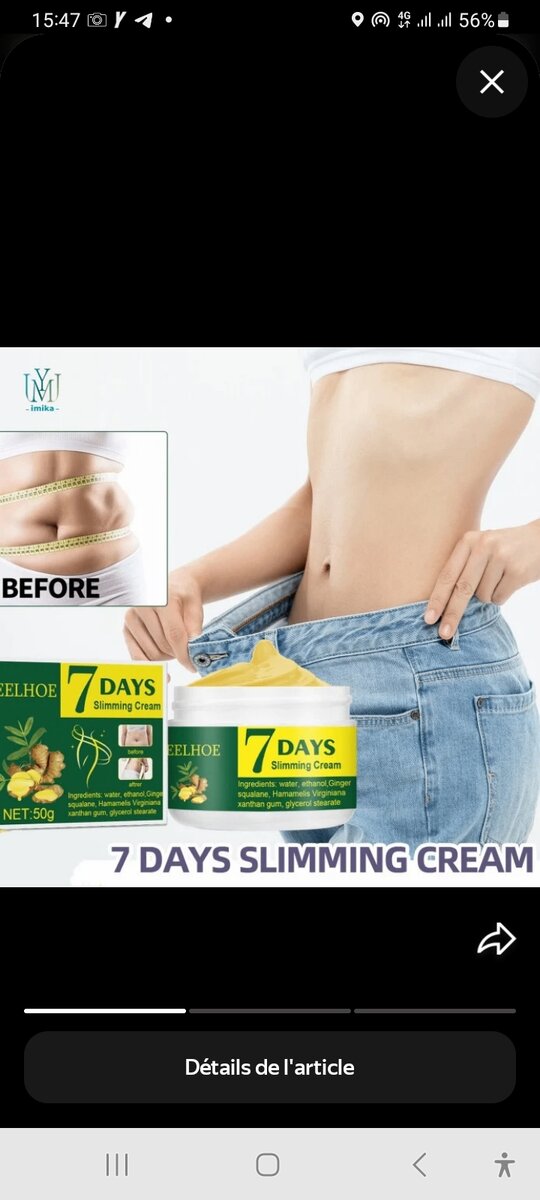 Crème Amincissante 7 Jours