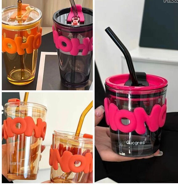 Glass cup with glass Straw