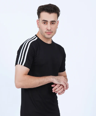 black SportStripe tee
