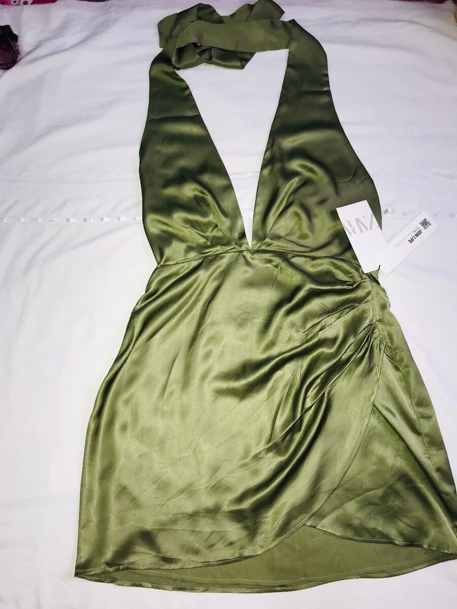 Zara satin halter neck wrap dress