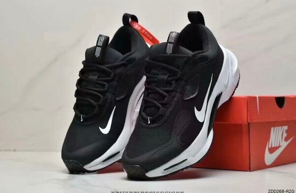 Nike men's running shoes, black with white logo, comfortable sole, stylish sports design