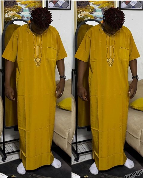 Chemise africaine jaune homme