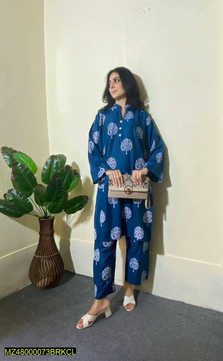 2 PC's women stiched printed linen suit