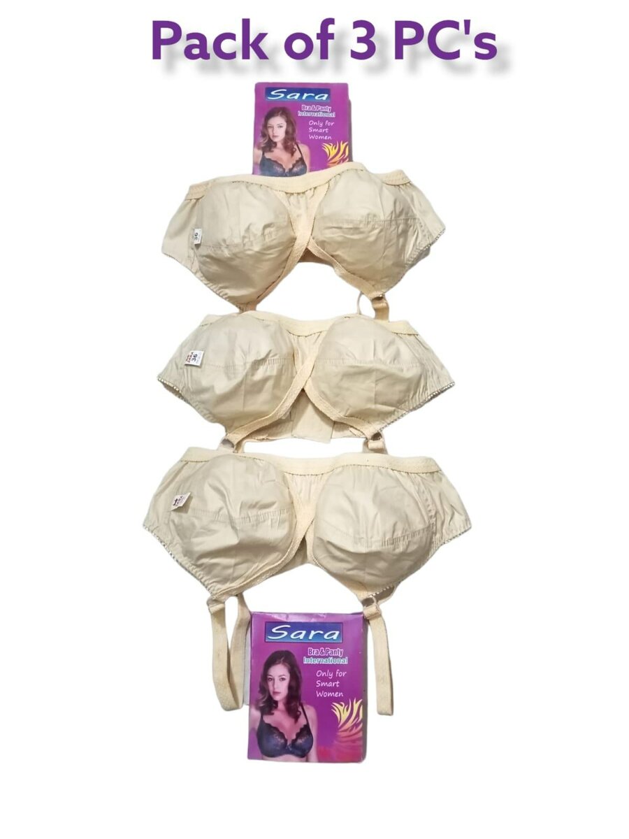 Cotton plain Bra pack of 3 pcs