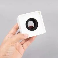 Portable ABS Injection Molding Square Cube Shaped Interview Mic Microphone Flag Station Logo