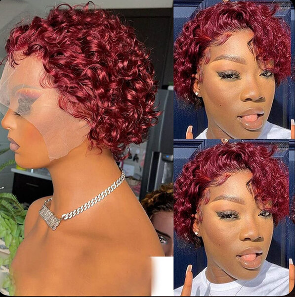 Perruque bouclée en dentelle courte