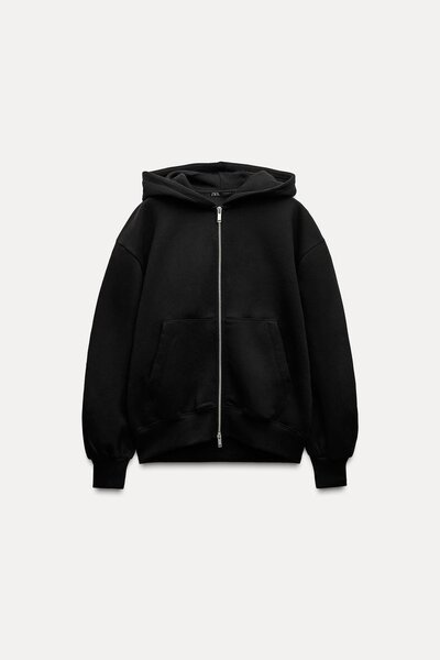 Veste à capuche zippée noire pour hommes