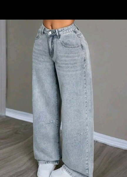 Jeans larges gris clair pour femme
