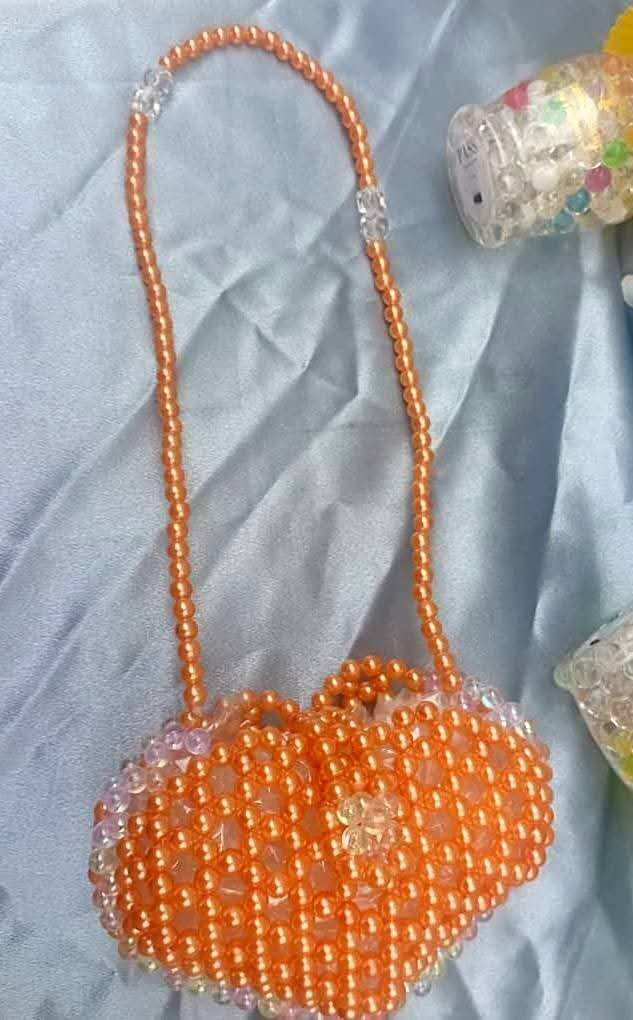 Handmade Beaded Heart Bag