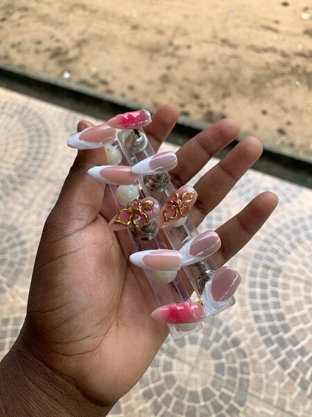 Ongles Faux Élégan Rose