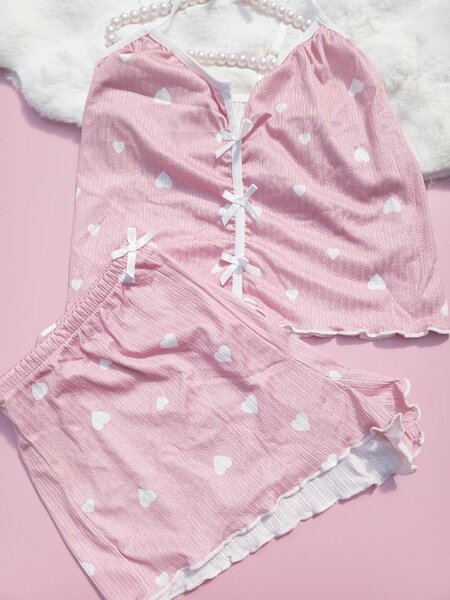 Pyjama femme à motifs cœurs