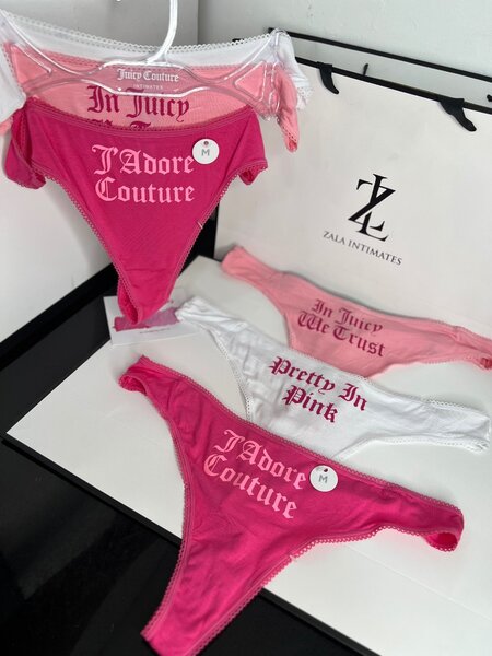 JUICY COUTURE 3 PCS COTTON THONG SET