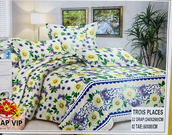 Parure de lit fleurie 240x260cm