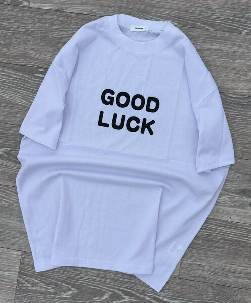 T-shirt blanc "Bonne chance"