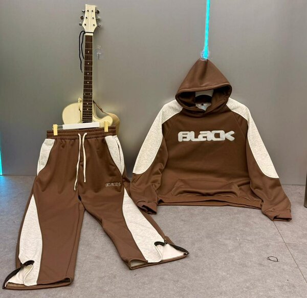 Ensemble Jogging Marron Contrasté