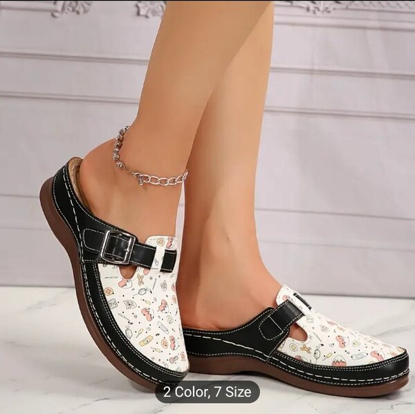 Stylish Nurse Element Print Mules