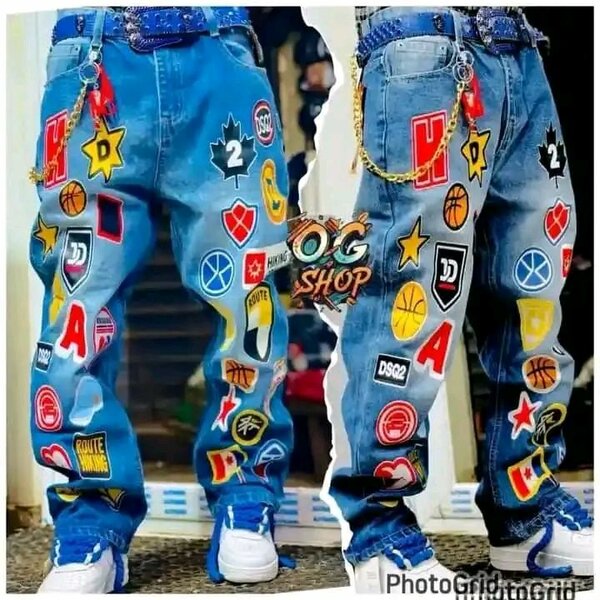 Jeans garçons brodés avec patchs